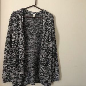 Marbled heavy knit cardigan sweater